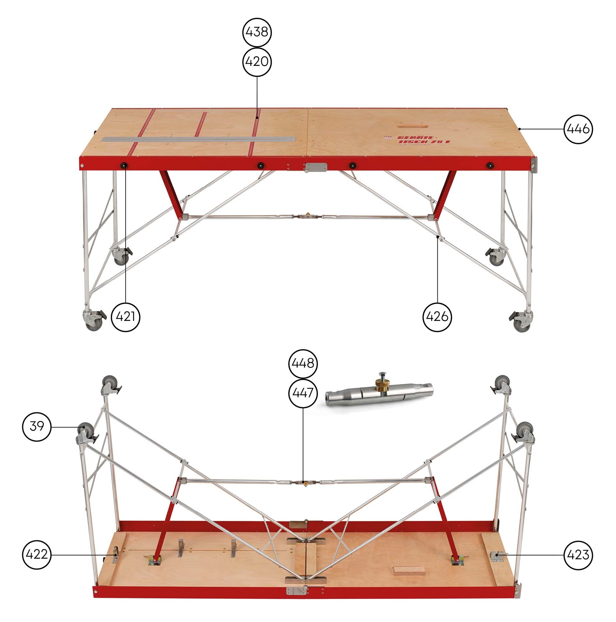 Ersatzteile für Geräte-Tische F