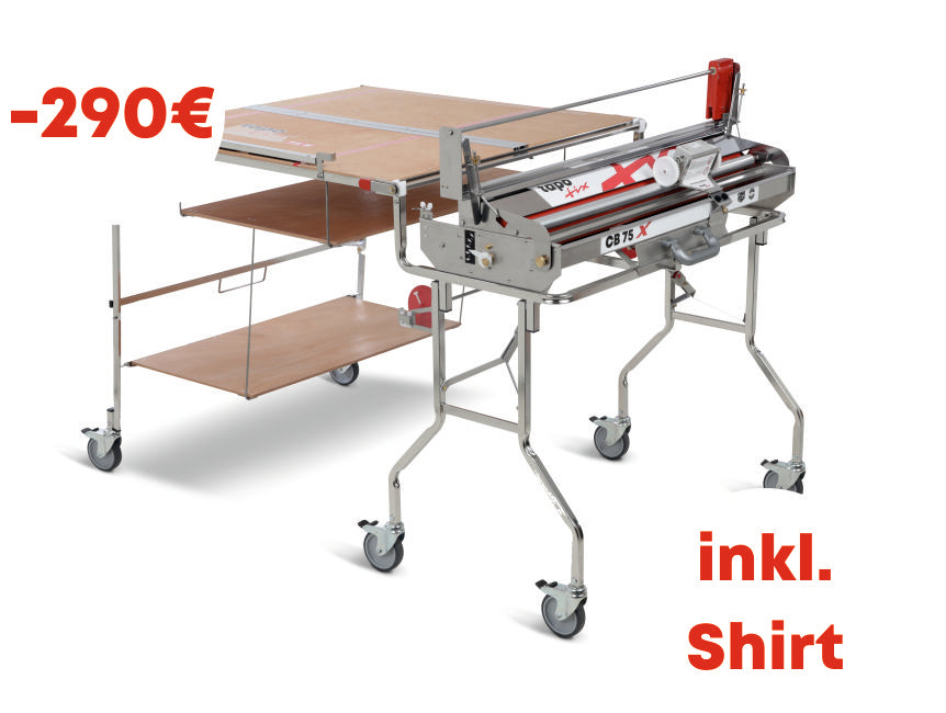 Komplettset Tapeziergerät CB 75 X, Schneidwagen 75-800, Geräte-Tisch 75 X, CB Meterzähler